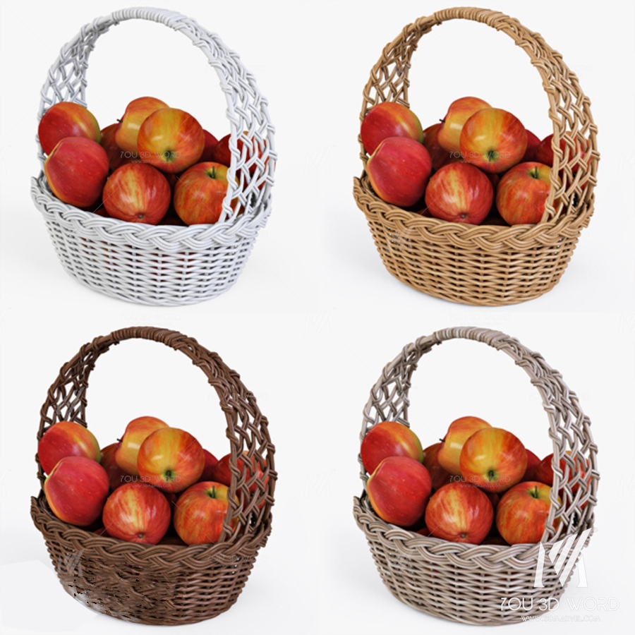 Wicker basket with apples 04